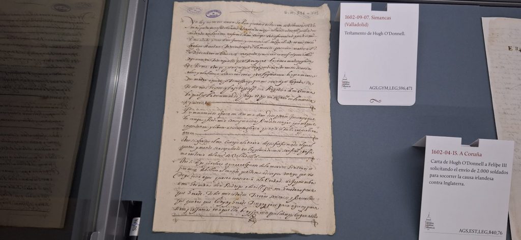 Testamento de Red Hugh O’Donnell conservado en el Archivo General de Simancas